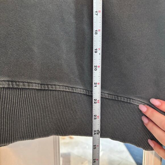 Aerie House Party Oversized V Neck Charcoal Distressed Sweatshirt Women's Medium - Picture 5 of 8